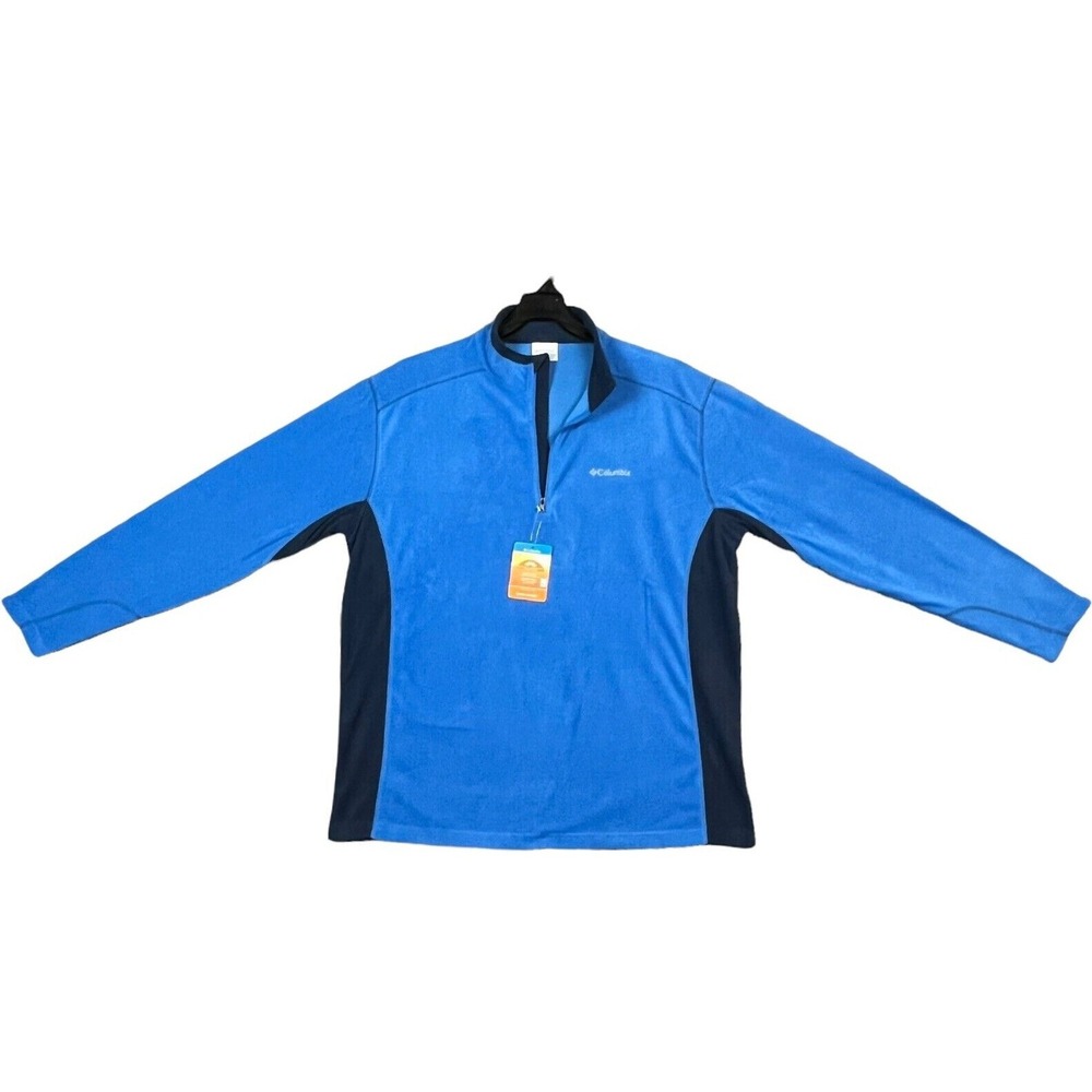 Columbia Mens Fleece Pullover Sweater Size 1X Royal Blue 1/4 Zip Sun Protection - Picture 3 of 10